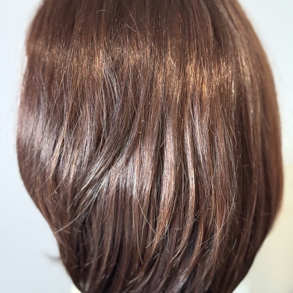 Natural Looking Short Brown Wig Layered Bob Soft Volume Everyday Hair